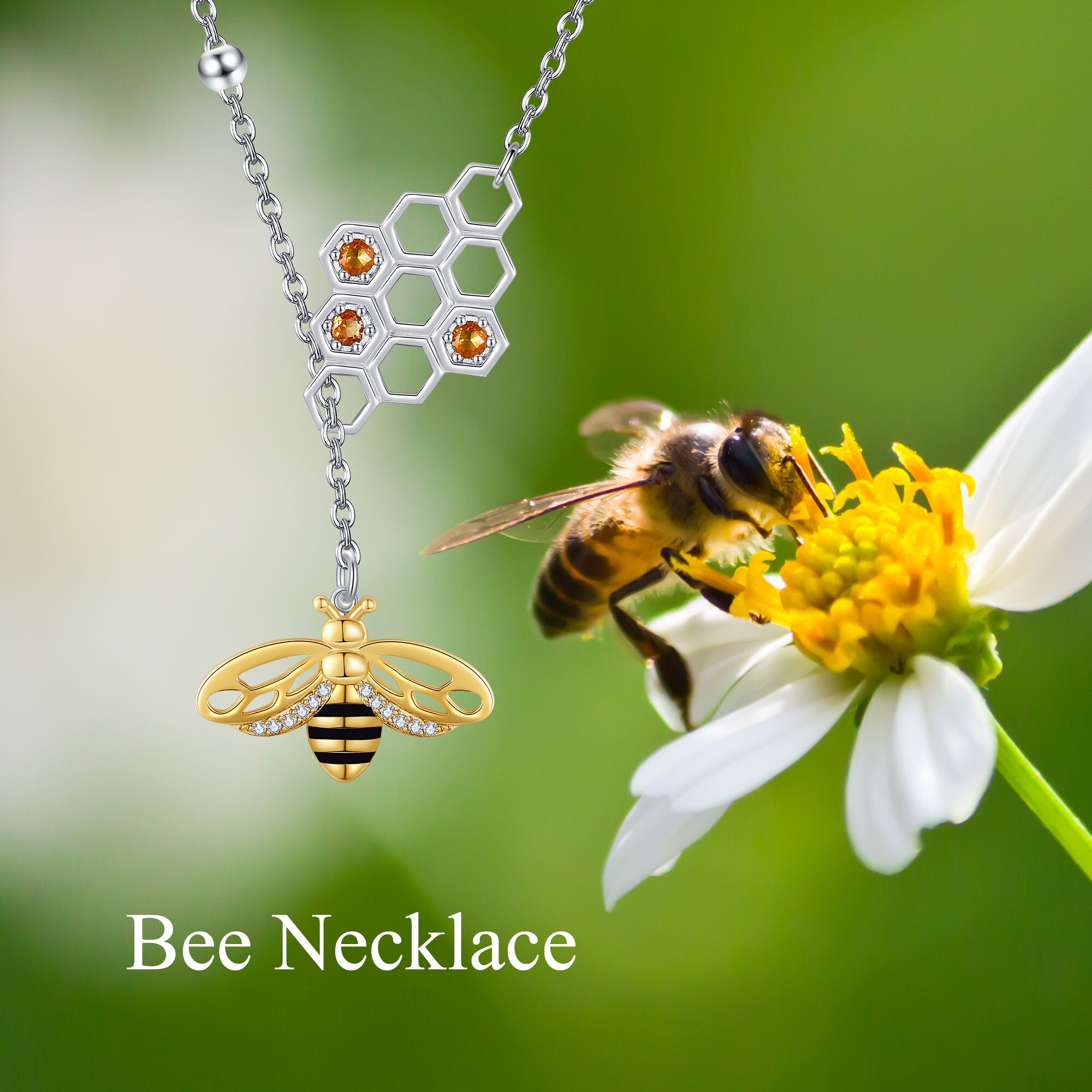 925 Sterling Silver Bee Necklace, Unisex